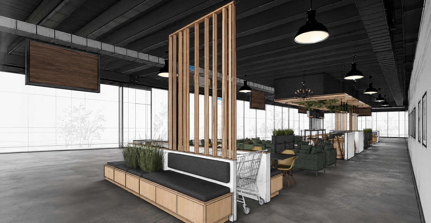 Aire commune et espace de détente du Centre Véronneau